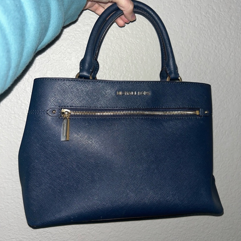 Michael Kors Blue Satchel Elegant Leather Design